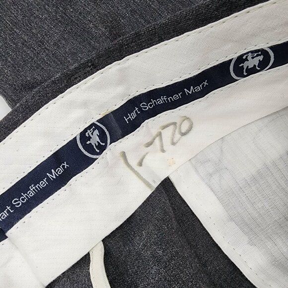 Hart Schaffner Marx Mens 39x37 Gray Wool Cashmere Pleated Unhemmed Trousers - Picture 4 of 7